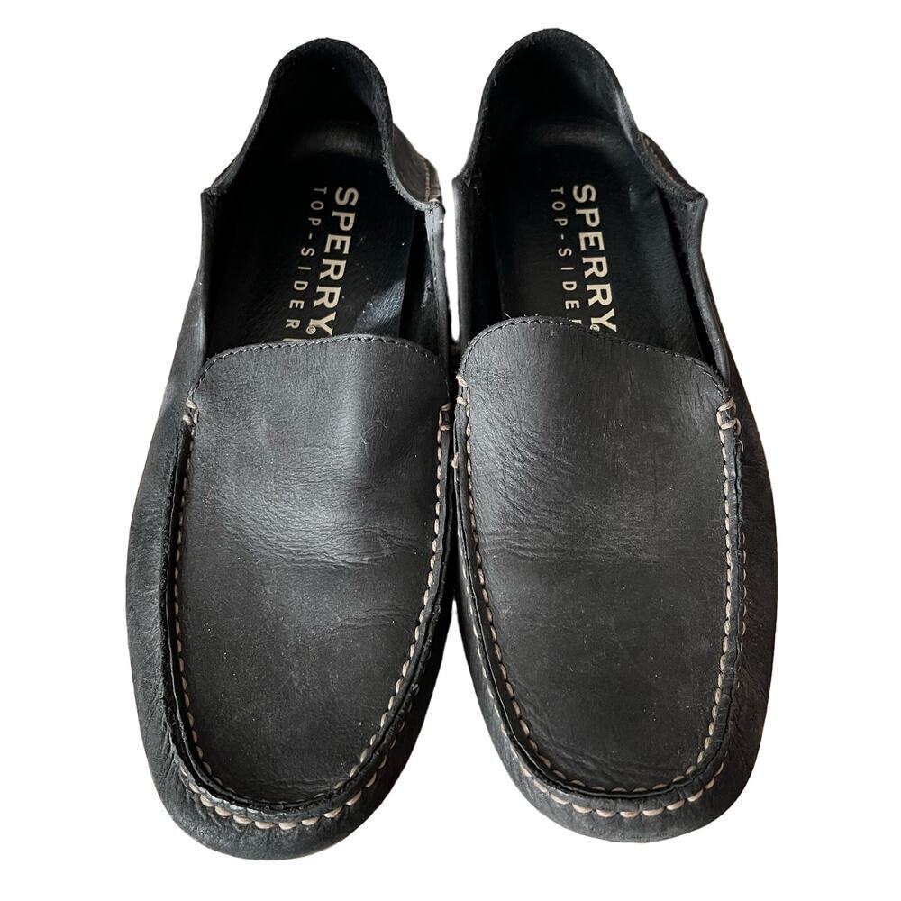 Sperry Topsider Men’s Driving Moccasins Black Leather Upper Size 9M‎